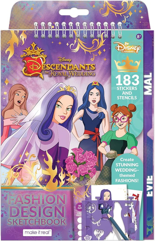 Disney Descendants Royal Wedding Fashion Design Sketchbook for Girls - Create Stunning Wedding-Themed Fashions with 183 Stickers, Stencils, Design Guide - Gift for Ages 6+, Develops Real-World Skills