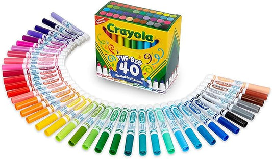 Crayola Ultra Clean Washable Markers (40ct), Coloring Markers for Kids, Coloring Book Marker Set, Gifts for Kids, Ages 3+