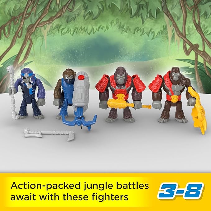 Fisher-Price Imaginext Preschool Toys Boss Level Army Pack 9-Piece Monkey & Gorilla Figure Set for Pretend Play Ages 3+ Years