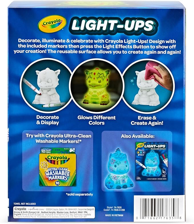 Crayola Light Ups Dragon, Reusable Holiday Craft, Light Up Toy, Indoor Holiday Decor, Toys for Kids, Arts & Crafts, Dragon Gift, 4+