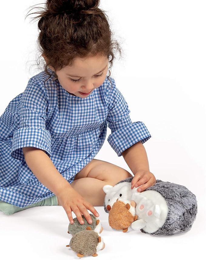 Manhattan Toy Nursing Nissa Nurturing Hedgehog Stuffed Animal with Plush Baby Hoglets