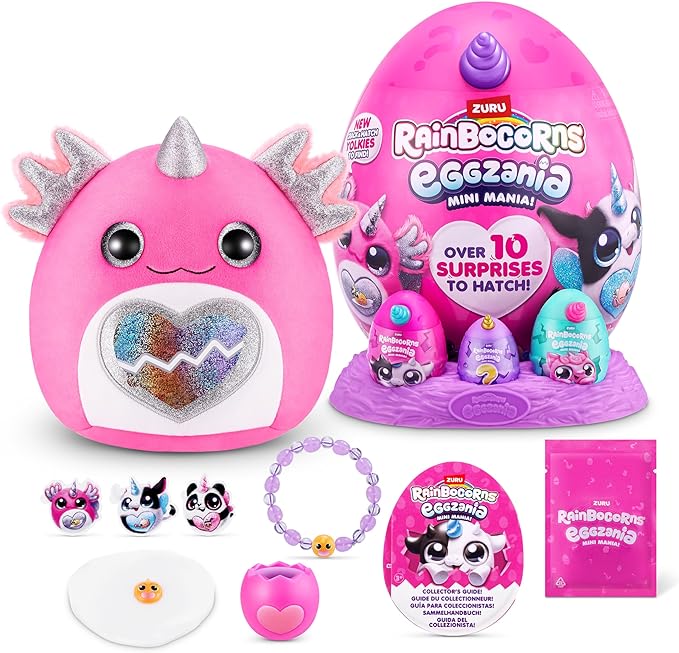 Rainbocorns Eggzania Mini Mania Axolotl Plush Surprise Unboxing with Animal Soft Toy, Idea for Girls with Imaginary Play by ZURU
