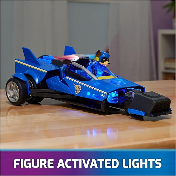 Paw Patrol: The Mighty Movie, Chase's Mighty Transforming Cruiser with Mighty Pups Action Figure, Lights and Sounds, Kids Toys for Boys & Girls 3+