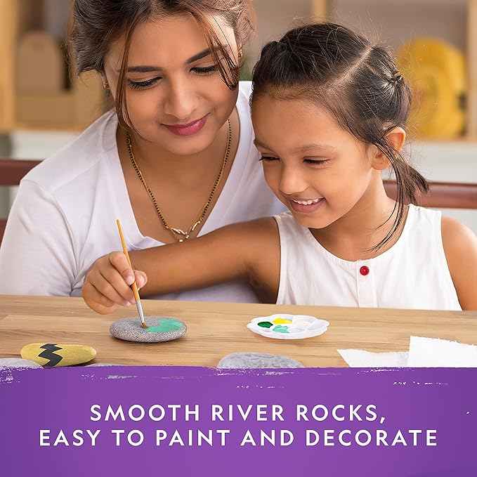 NATIONAL GEOGRAPHIC Rock Painting Kit - Arts and Crafts Kit for Kids, Paint & Decorate 15 River Rocks with 10 Paint Colors & More Art Supplies, Outdoor Toys for Girls and Boys (Amazon Exclusive)