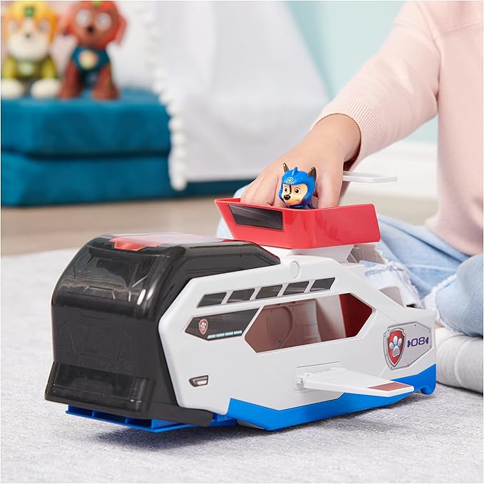 Paw Patrol Aqua Pups Whale Patroller Team Vehicle with Chase Action Figure, Toy Car and Vehicle Launcher, Kids Toys for Ages 3 and up