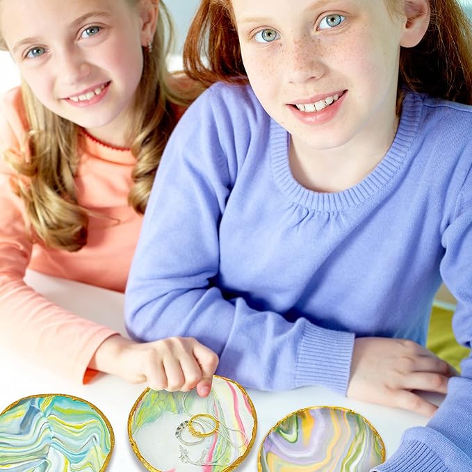 Make Your Own Clay Jewelry Bowls Arts and Crafts Kit, Clay Jewelry Dish Kit, Birthday Gifts for Girls Kids Ages 8 9 10 11 12 Years Old, DIY Jewelry Craft Clay Bowl, Clay Crafts for Girls 8-12