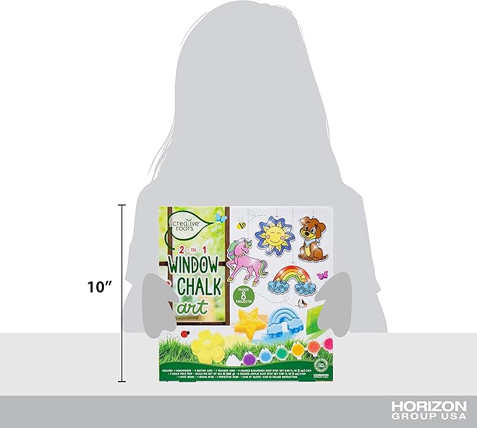 Creative Roots 2-in-1 Window Art & DIY Chalk Art by Horizon Group USA, Multicolor, One Size