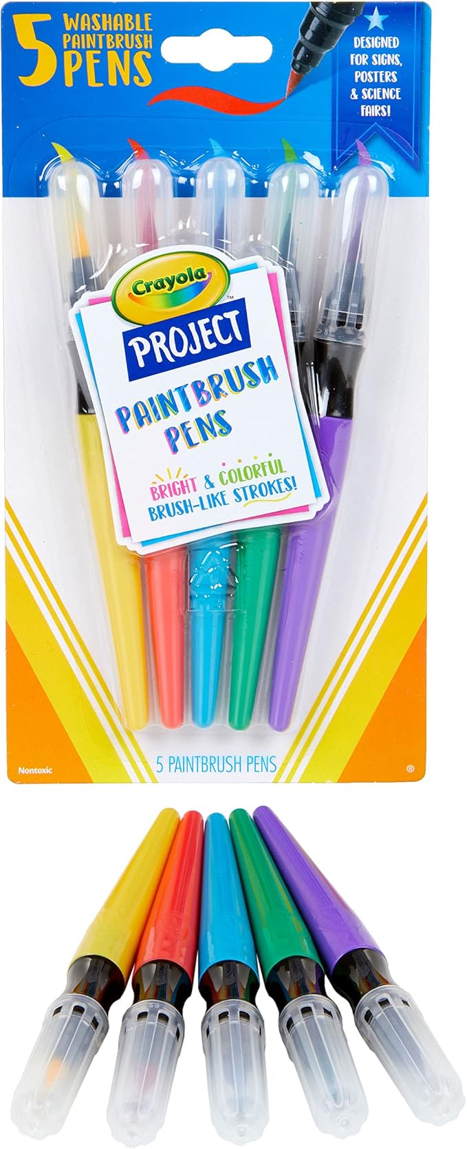 Crayola Washable No Drip Paint Brush Pens, Paint Set for Kids, 5 ct