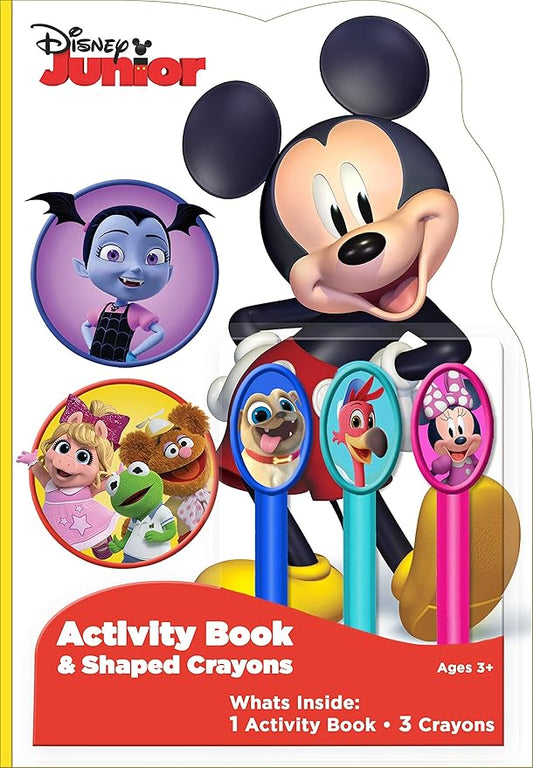 Disney JR 25-Page Shaped Coloring and Activity Book with 3 Character Crayons 49120 Bendon