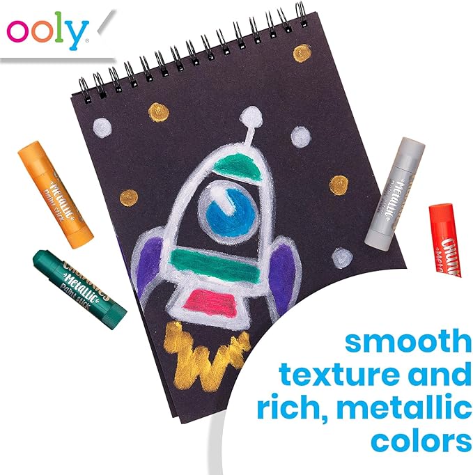 Ooly Chunkies 6 Metallic Paint Sticks For Kids, Tempera Paint Sticks Metallic Colors Set, No Mess Quick Drying Art Supplies for Toddlers and Kids