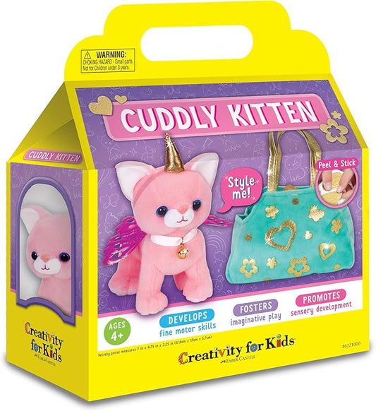 Creativity for Kids Cuddly Kitten Plush Toy - Kitty Stuffed Animal and Pet Carrier Purse , Pink, Small