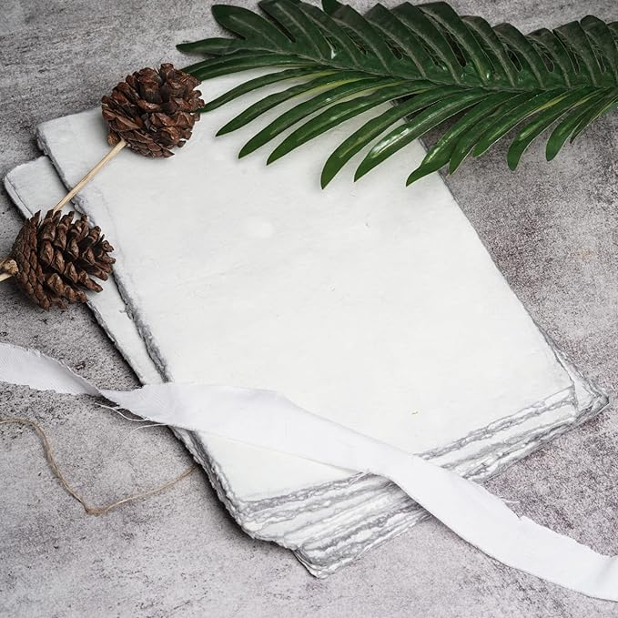 LEATHER VILLAGE Watercolor Paper - 7.5 X 11 inches, 50 Sheets - Mixed Media Watercolor Paper - 150 GSM Thick Deckle Edge Virgin Cotton Handmade Paper - Grey Toned