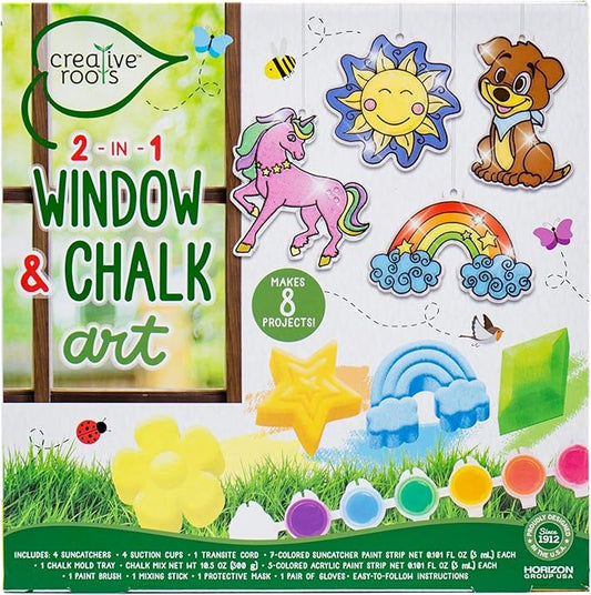 Creative Roots 2-in-1 Window Art & DIY Chalk Art by Horizon Group USA, Multicolor, One Size