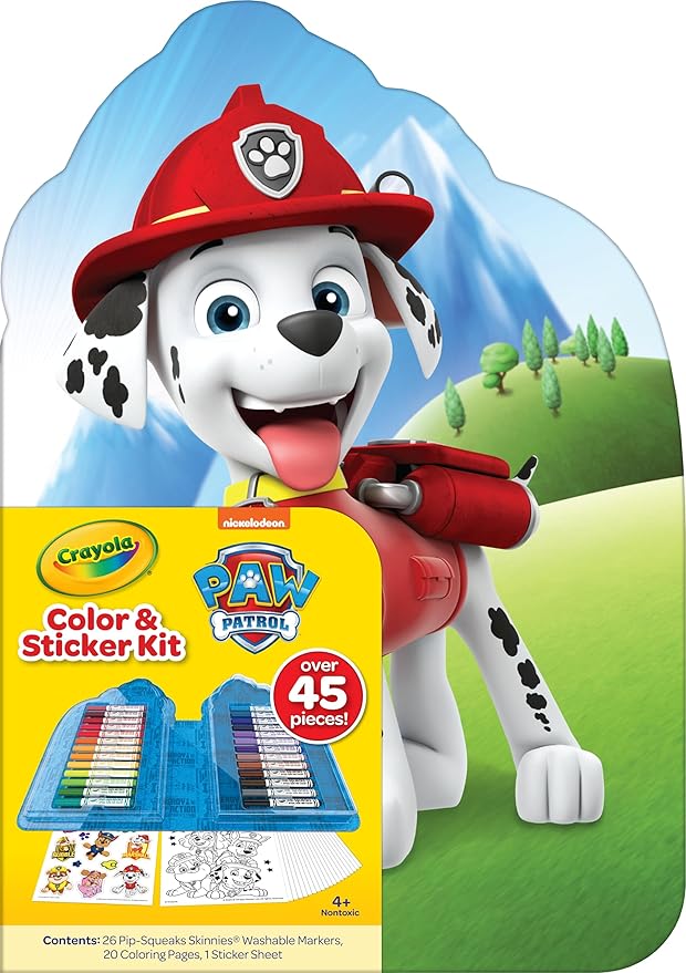 Crayola PAW Patrol Art Kit for Kids (45pcs), PAW Patrol Coloring Book Pages, PAW Patrol Stickers for Kids, PAW Patrol Toy, Kids Gift