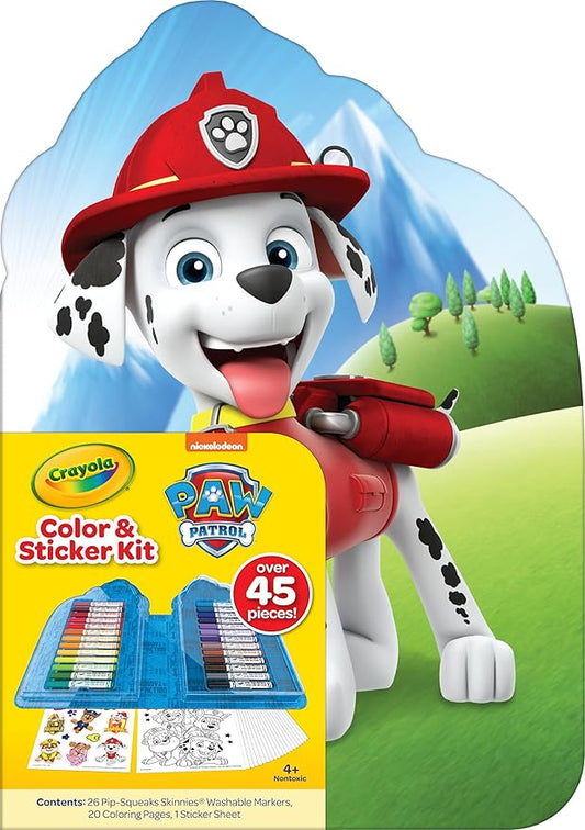 Crayola PAW Patrol Art Kit for Kids (45pcs), PAW Patrol Coloring Book Pages, PAW Patrol Stickers for Kids, PAW Patrol Toy, Kids Gift