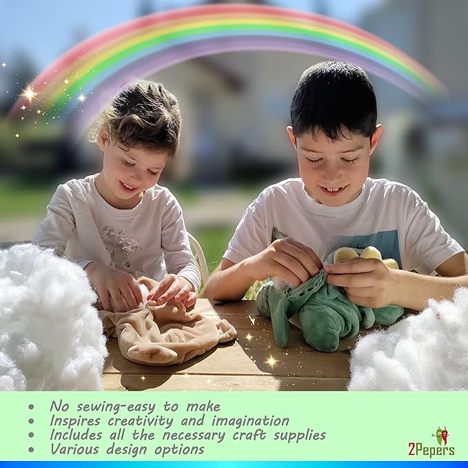 Make Your Own Dinosaur Plush Pillow, Kids Arts and Crafts for Boys & Girls, Dinosaur Stuffed Animal Craft kit, Dino Toys Age 3 4 5 6 7 8-12 Year Old