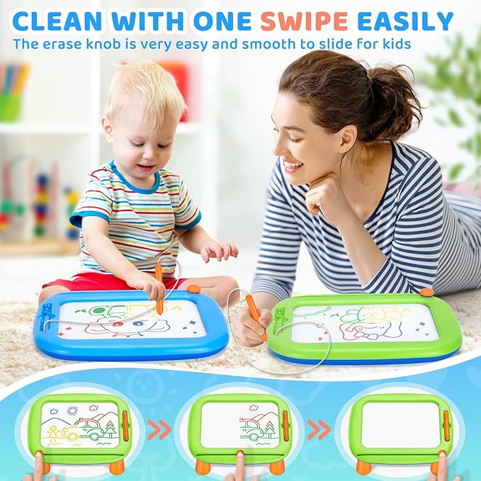 Officygnet 2 Pack Magnetic Drawing Board, Toddler Toys Ages 1-2 & 2-3 Boys Girls, Doodle Board Pad Learning and Educational Toys for 1 2 3 Year Old, Christmas Birthday Gifts for Baby Kids