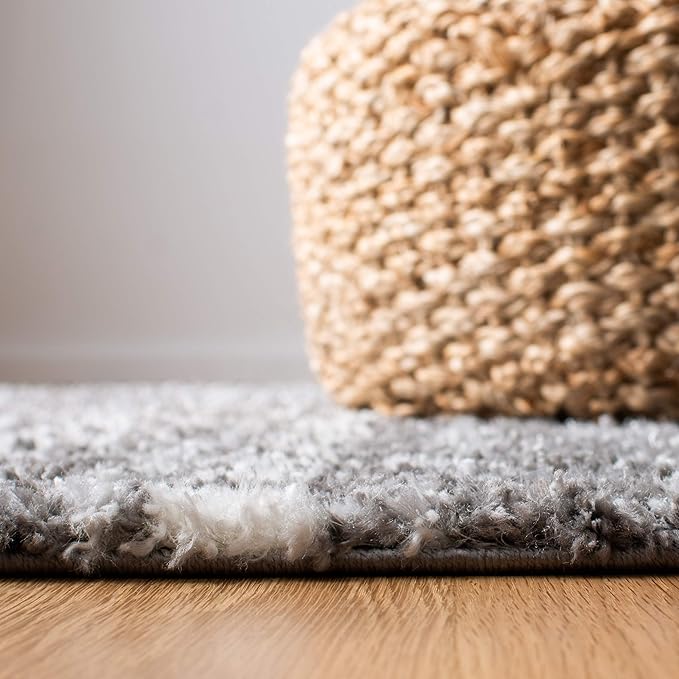 SAFAVIEH Berber Fringe Shag Collection Runner Rug - 2'2" x 10', Grey & Ivory, Moroccan Design, Non-Shedding & Easy Care, 1.2-inch Thick Ideal for High Traffic Areas in Living Room, Bedroom (BFG516F)