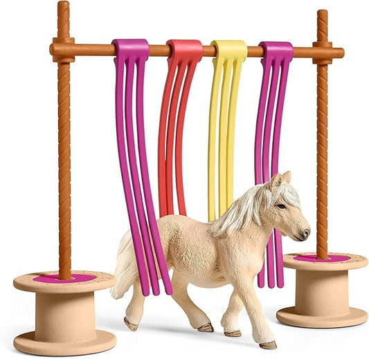 Schleich Farm World, Horse Toy for Girls and Boys, Pony Curtain Obstacle Playset with Horse Figurine 11-piece set, Ages 3+