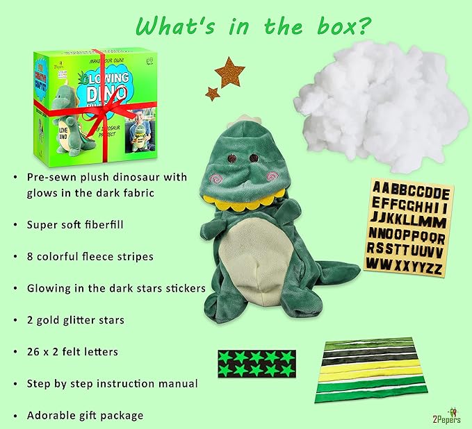 Make Your Own Dinosaur Plush Pillow, Kids Arts and Crafts for Boys & Girls, Dinosaur Stuffed Animal Craft kit, Dino Toys Age 3 4 5 6 7 8-12 Year Old