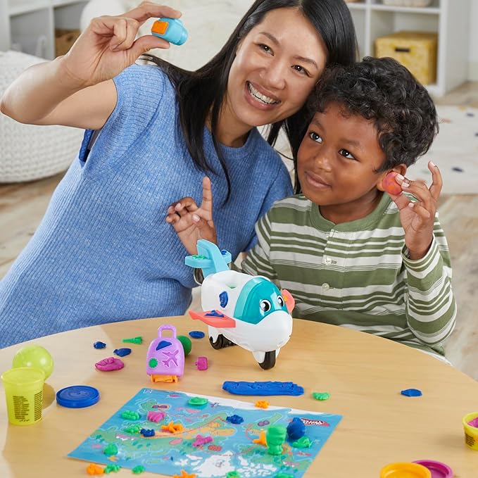 Play-Doh Airplane Explorer Starter Set, Preschool Toys for 3 Year Old Girls & Boys & Up with Jet, World Map Playmat, 3 Accessories, & 4 Modeling Compound Colors