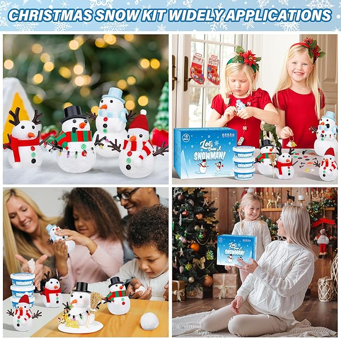 18 Pack Build a Snowman Kit, Snowman Kit DIY Winter Decorations Indoor, Christmas Snowman Crafts for Kids Bulk, Creative Kids Air Dry Clay Modeling Crafts Kit for Christmas Kids Gifts Favor Supplies