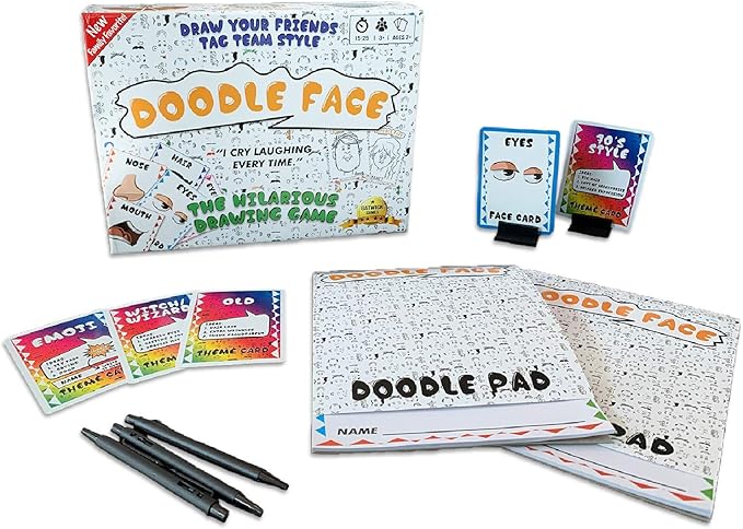 Doodle Face Game - New Hilarious Game of Drawing Your Friends and Family - A Drawing Game for Families - Stay at Home Date Night Party Game for 3-20 Players - Fun for All Ages and Skill Levels