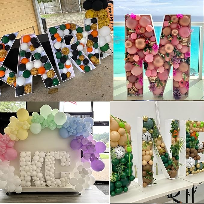 JW Passion - Premium Quality Made 3FT Tall Mosaic Balloon Frame Big Marquee Light Up Letters DIY Kit for Birthday Party Wedding Backdrop Decor Letter A Pre-Cut Foam Board
