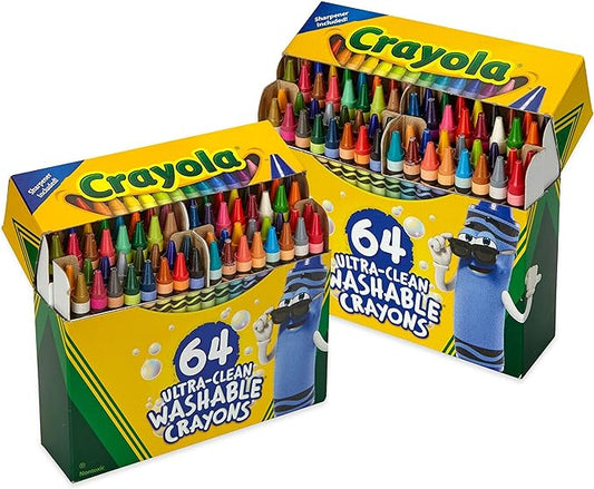 Crayola Washable Crayons - 64ct (2 Boxes), Bulk Crayons for Kids, Crayon Set, Coloring Book Crayons, Gifts for Kids & Toddlers [Amazon Exclusive]