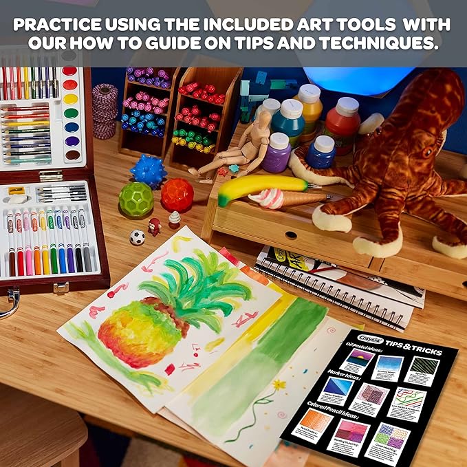 Crayola Wooden Art Set, 80+ Pcs, Arts and Crafts for Kids 8+, Artists Gifts