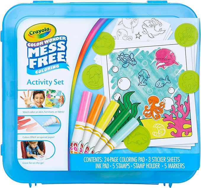 Crayola Color Wonder Mess Free Coloring Activity Set (30+ Pcs), with Markers, Stamps, and Stickers, Gift for Toddlers, 3+