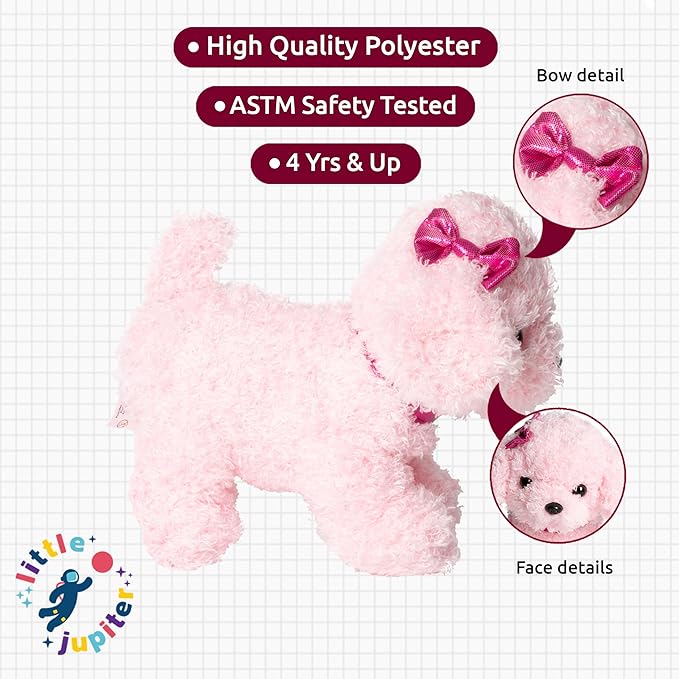 Little Jupiter Pet Plush Set with Purse w/Reversible Sequins & Charm - Stuffed Animal Toy for Kids Ages 4-5 - 6-7 - Stuffed Animal Purse - Stuffed Animals for Girls - (Pink Labradoodle)