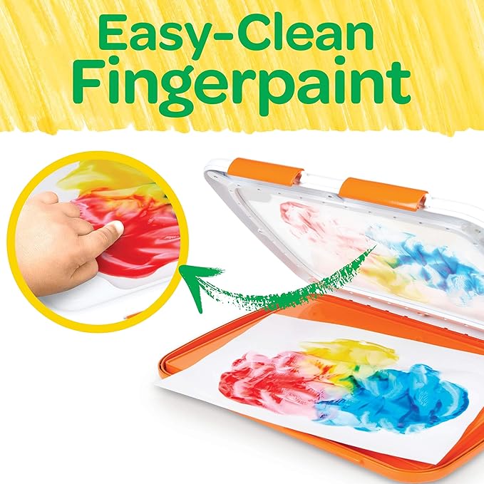 Crayola Washable Finger Paint Station, Less Mess Finger Paints for Toddlers, Sensory Toy, Toddler Activity, Gift for Toddlers