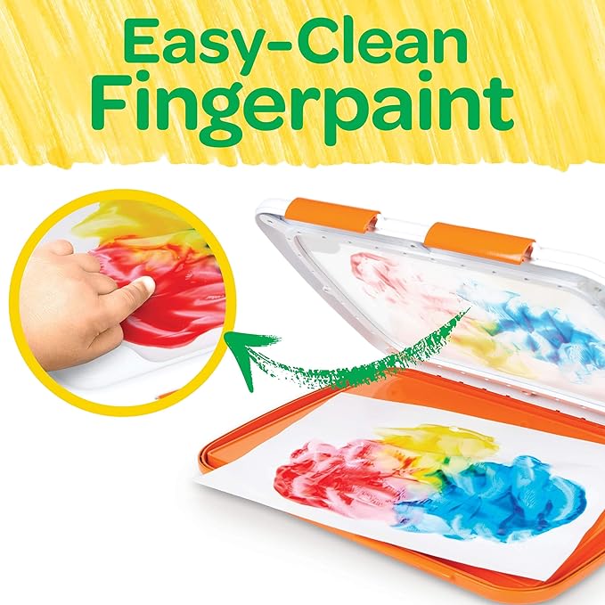 Crayola Washable Finger Paint Station, Less Mess Finger Paints for Toddlers, Sensory Toy, Toddler Activity, Gift for Toddlers