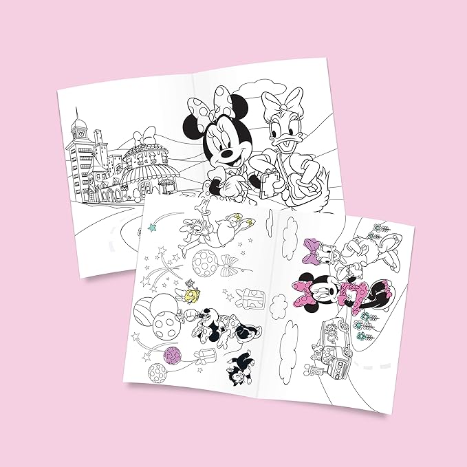 Disney Minnie Mouse Draw and Play Desk by Delta Children – Includes 10 Markers and Coloring Book, Pink