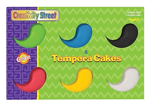 Creativity Street Tempera Cakes, 6 Assorted Colors, 1 Set, 2-1/4" Dia. x 3/4" thick