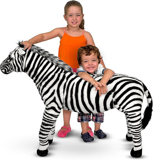 Melissa & Doug Giant Striped Zebra - Lifelike Stuffed Animal (nearly 3 feet tall)