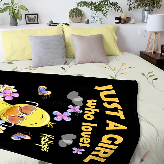 Custom Name Just a Girl loves Duck Adult duck Blanket Kids Funny Blanket Suitable for Bedroom bed sofa Crib Couch Chair outdoor All Season Items That Yellow Duck Lovers Will Love 50"x40"for Kid
