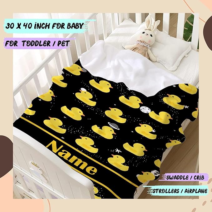 Custom Name Ruddy Duck Adult duck Blanket Kids Funny Blanket Suitable for Bedroom Living Room bed sofa Crib Couch Chair outdoor All Season Items That Yellow Duck Lovers Will Love 80"x60"for Adult
