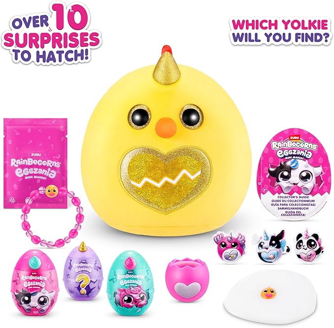 Rainbocorns Eggzania Mini Mania Chicken Plush Surprise Unboxing with Animal Soft Toy, Idea for Girls with Imaginary Play by ZURU