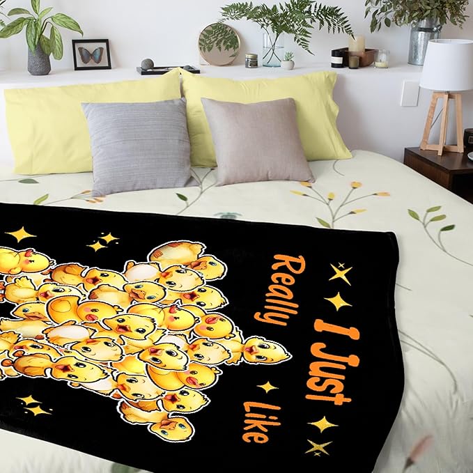 Costom Name Just Really Like Ducks Adult duck Blanket Kids Funny Blanket Suitable for Bedroom bed sofa Crib Couch Chair outdoor All Season Items That Yellow Duck Lovers Will Love 60"x50"for Teens
