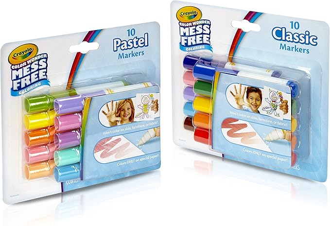 Crayola Color Wonder Markers, Mess Free Coloring, Classic & Pastel Colors (20 Count) (2 Pack )