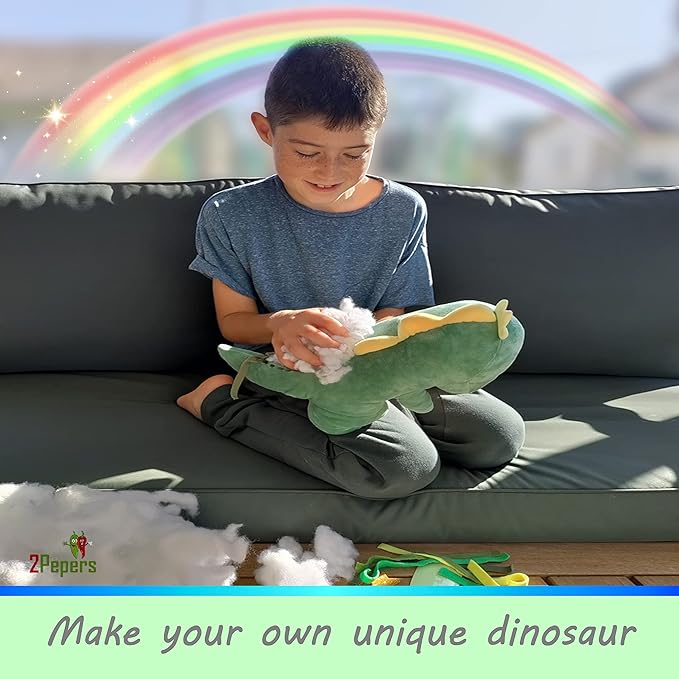 Make Your Own Dinosaur Plush Pillow, Kids Arts and Crafts for Boys & Girls, Dinosaur Stuffed Animal Craft kit, Dino Toys Age 3 4 5 6 7 8-12 Year Old