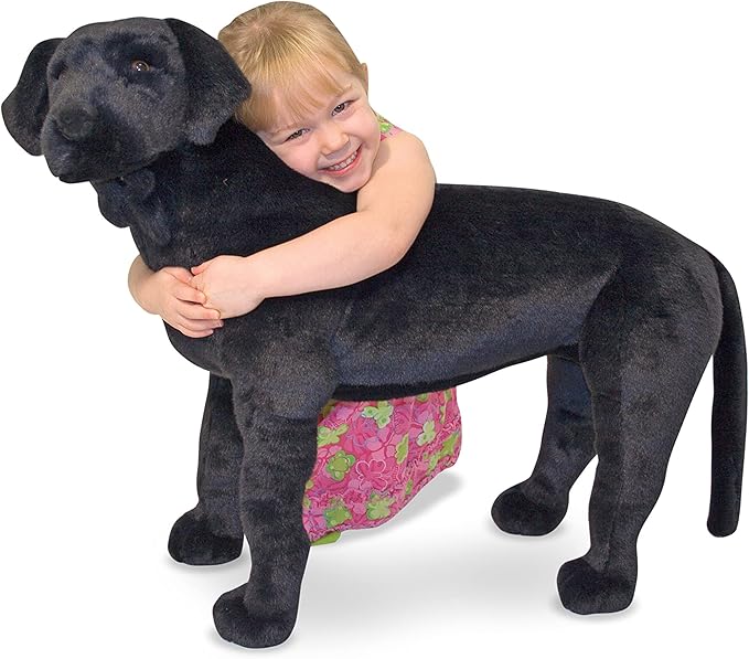 Melissa & Doug Giant Black Lab - Lifelike Stuffed Animal Dog (over 2 feet tall), Soft Polyester Fabric, Beautiful Black Lab Markings, Handcrafted, 77.47 cm H x 49.53 cm W x 24.13 cm L