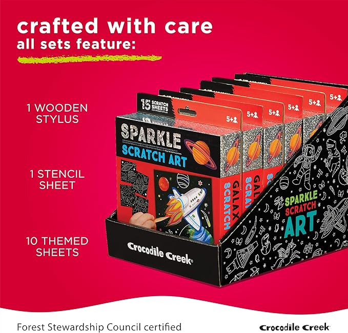 Crocodile Creek Space Sparkle Scratch Art 6 Piece Set, 1 EA