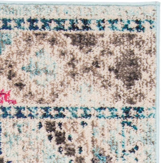 SAFAVIEH Madison Collection Runner Rug - 2'2" x 10', Blue & Yellow, Boho Diamond Distressed Design, Non-Shedding & Easy Care, Ideal for High Traffic Areas in Living Room, Bedroom (MAD418K)