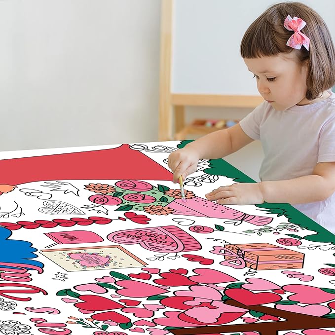 OHOME Mothers Day Giant Coloring Poster/Tablecloth - 30 x 72 Inches - Mothers Day Crafts for Kids Classroom - Happy Mothers Day Decorations from Daughter Son - Gifts from Kids
