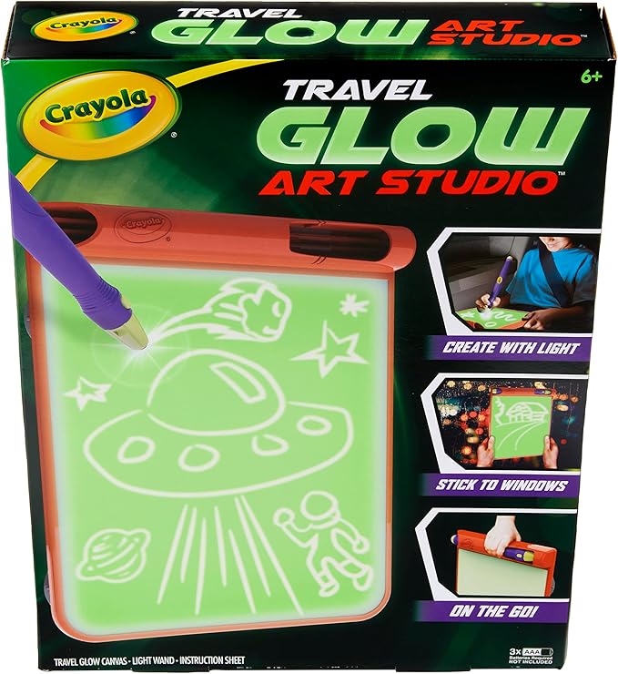 Crayola Travel Glow Art Studio, Glow in The Dark Toys, Kids Gifts for Girls and Boys, Ages 6, 7, 8, 9