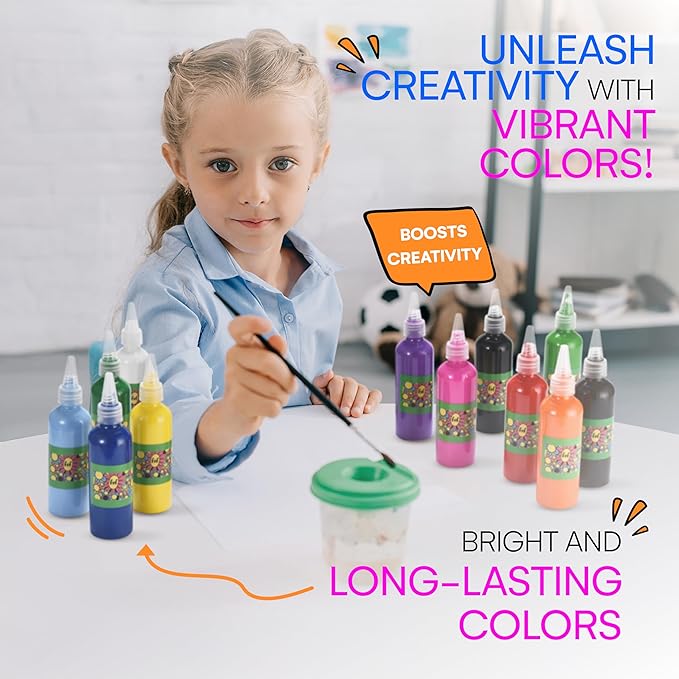 Neliblu Watercolor Paint Set for Kids - Pack of 12 Washable Kids Painting Set with 12 Vibrant Colors - Ideal for Home, Classroom, and Art Parties - Includes Paintbrush for Creative Fun on the Go