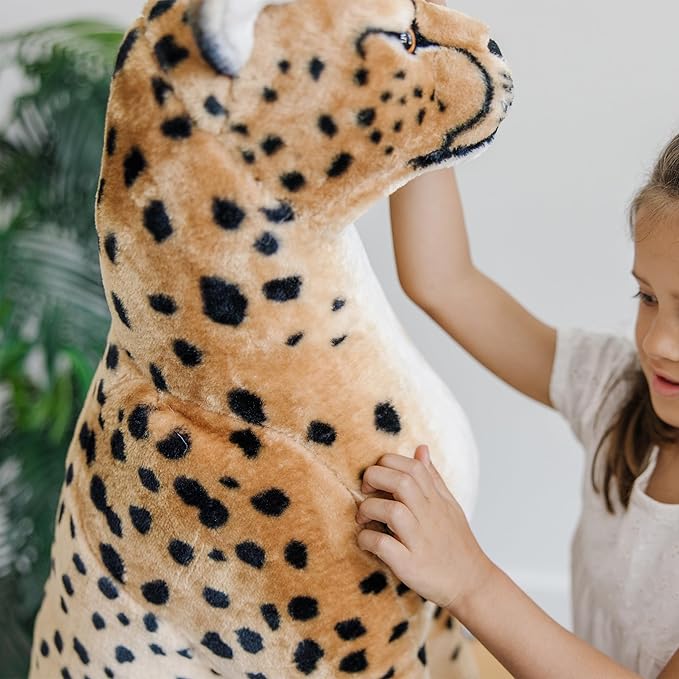 Melissa & Doug Giant Cheetah - Lifelike Stuffed Animal (Stands Nearly 3 Feet Tall)